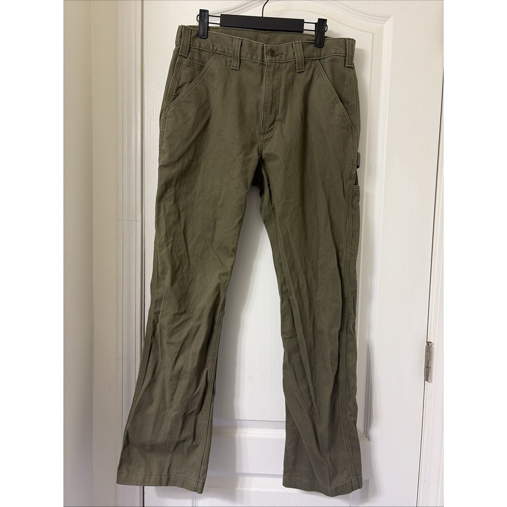 Carhartt Men's Relaxed Fit Work Pants 33x34 Green Canvas Carpenter 100% Cotton